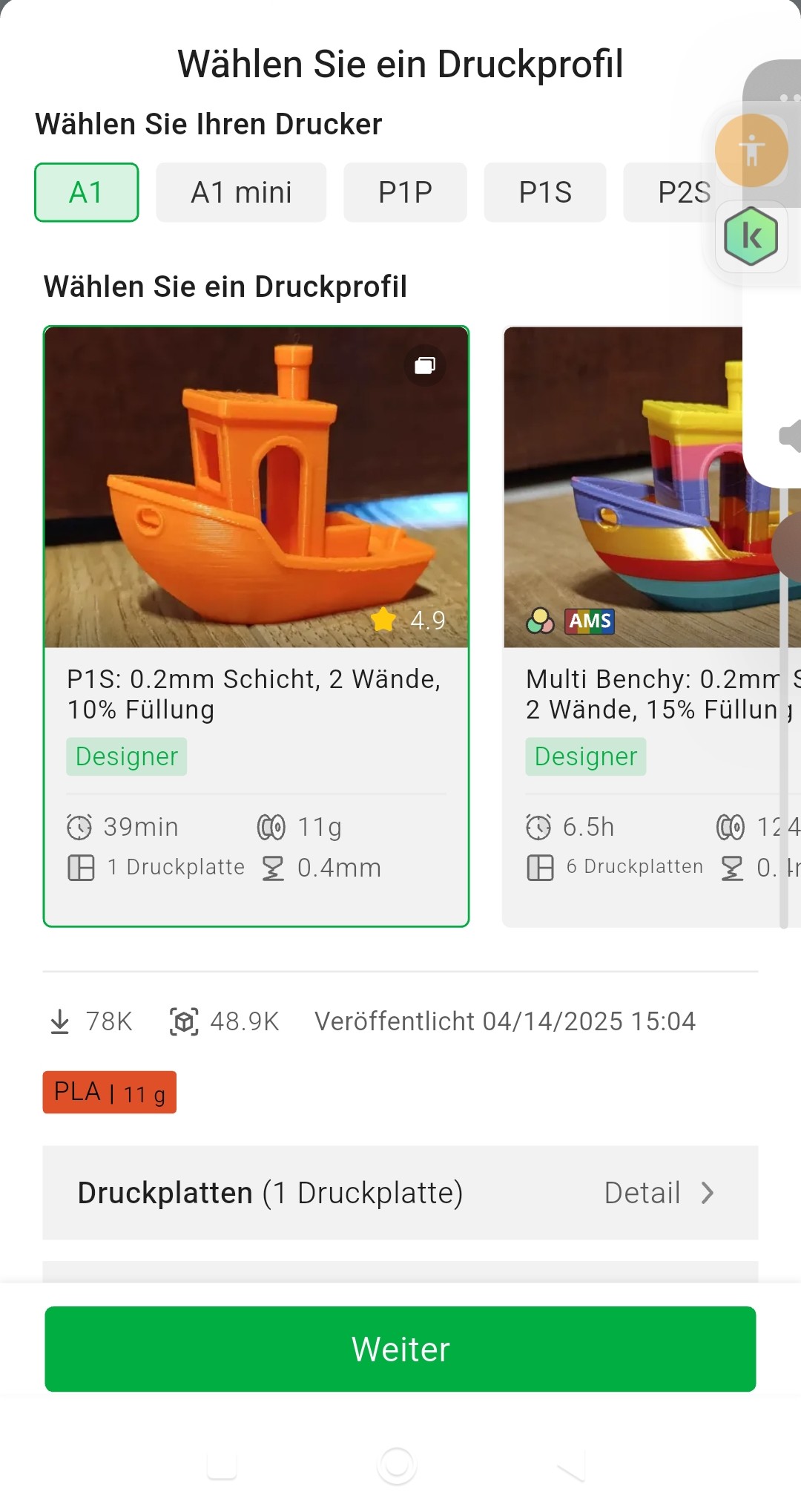 Bambu Handy App Slicer